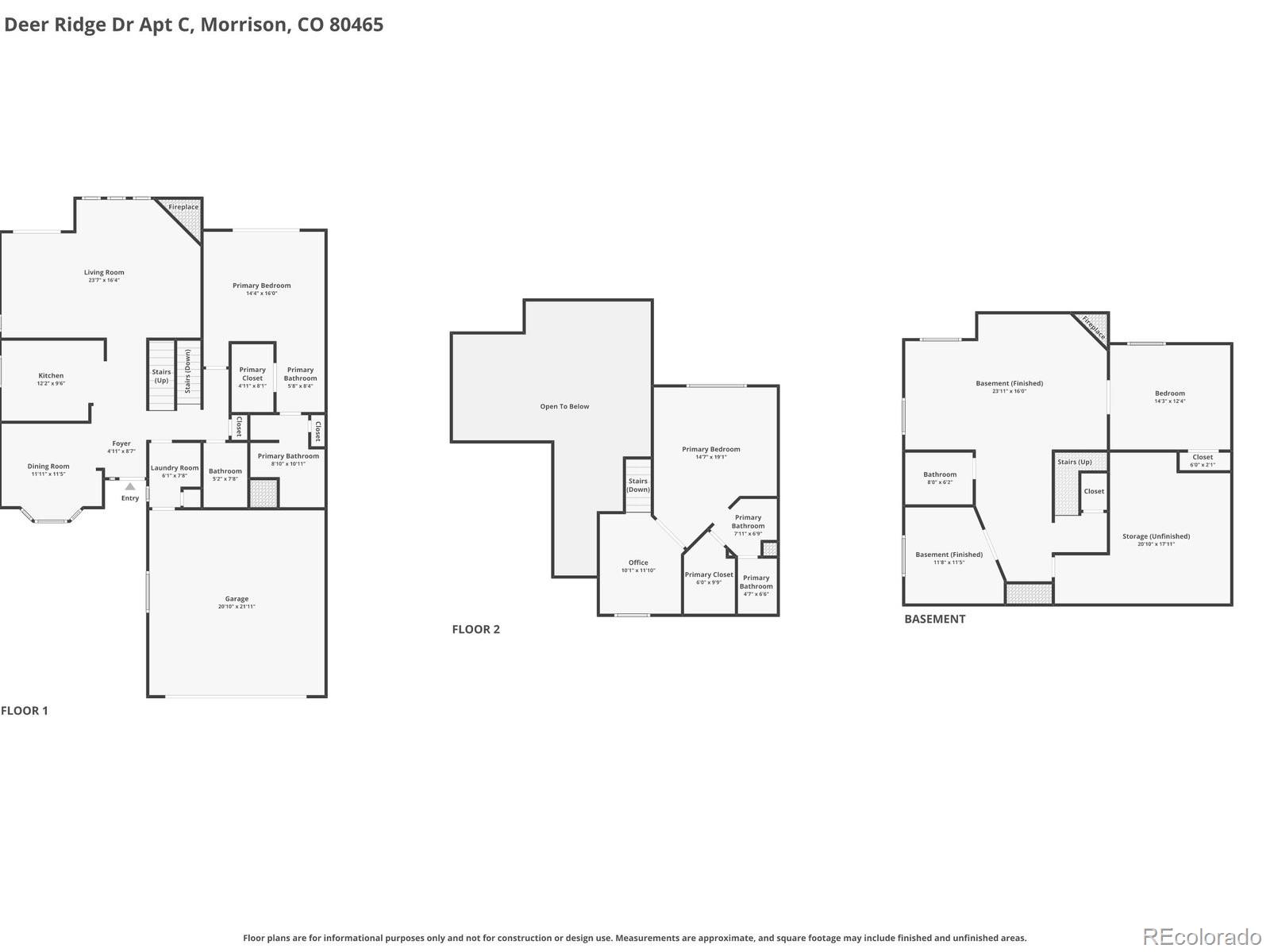 16082 Deer Ridge Drive Morrison CO 80465