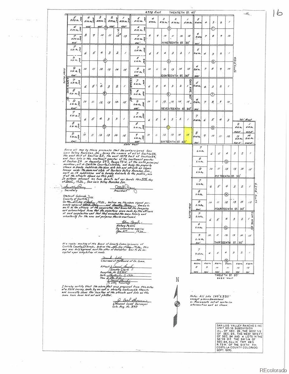 Lot 15 Oak & Sixteenth Street Blanca CO 81123