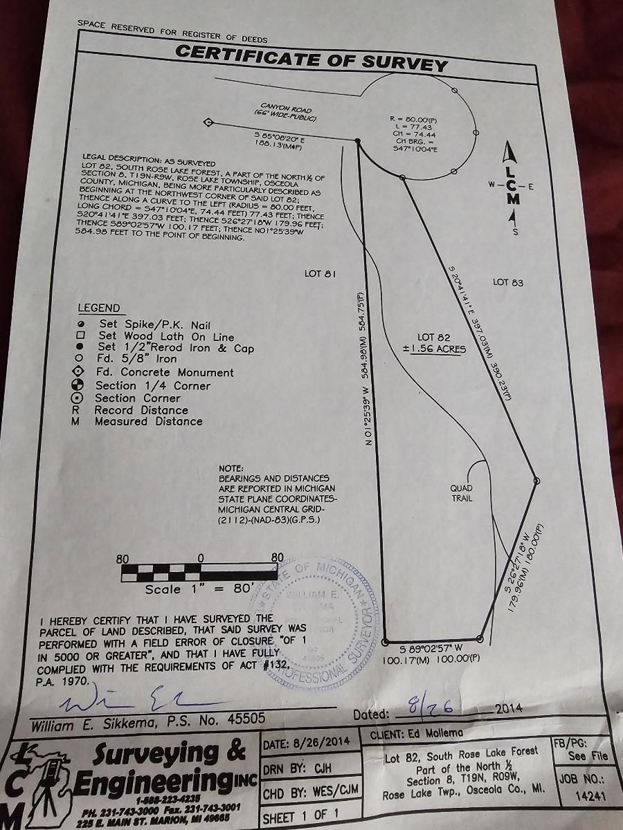 V/l Canyon Road Rose Lake Township MI 49665