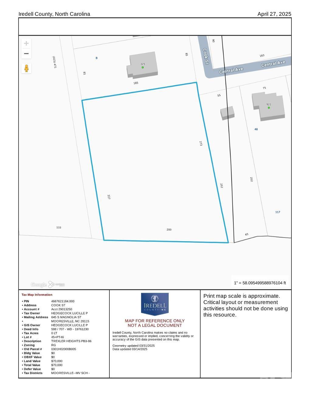 Lot 45 Cook Street Mooresville NC 28115