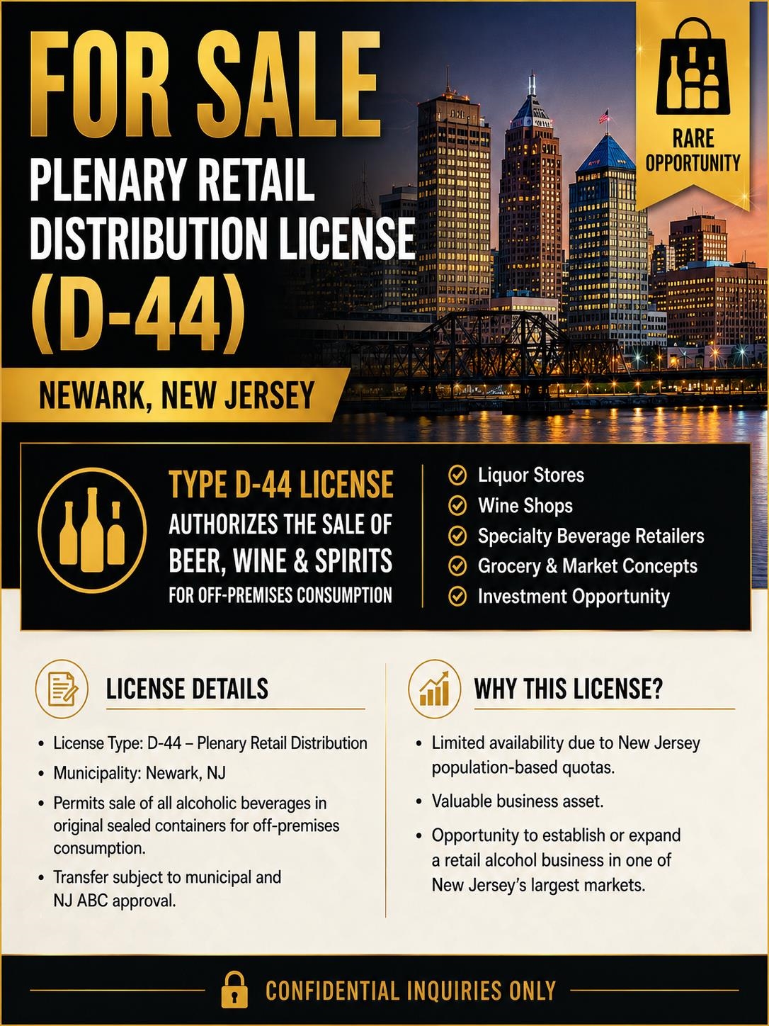 D-44 Liquor License Newark NJ 07105