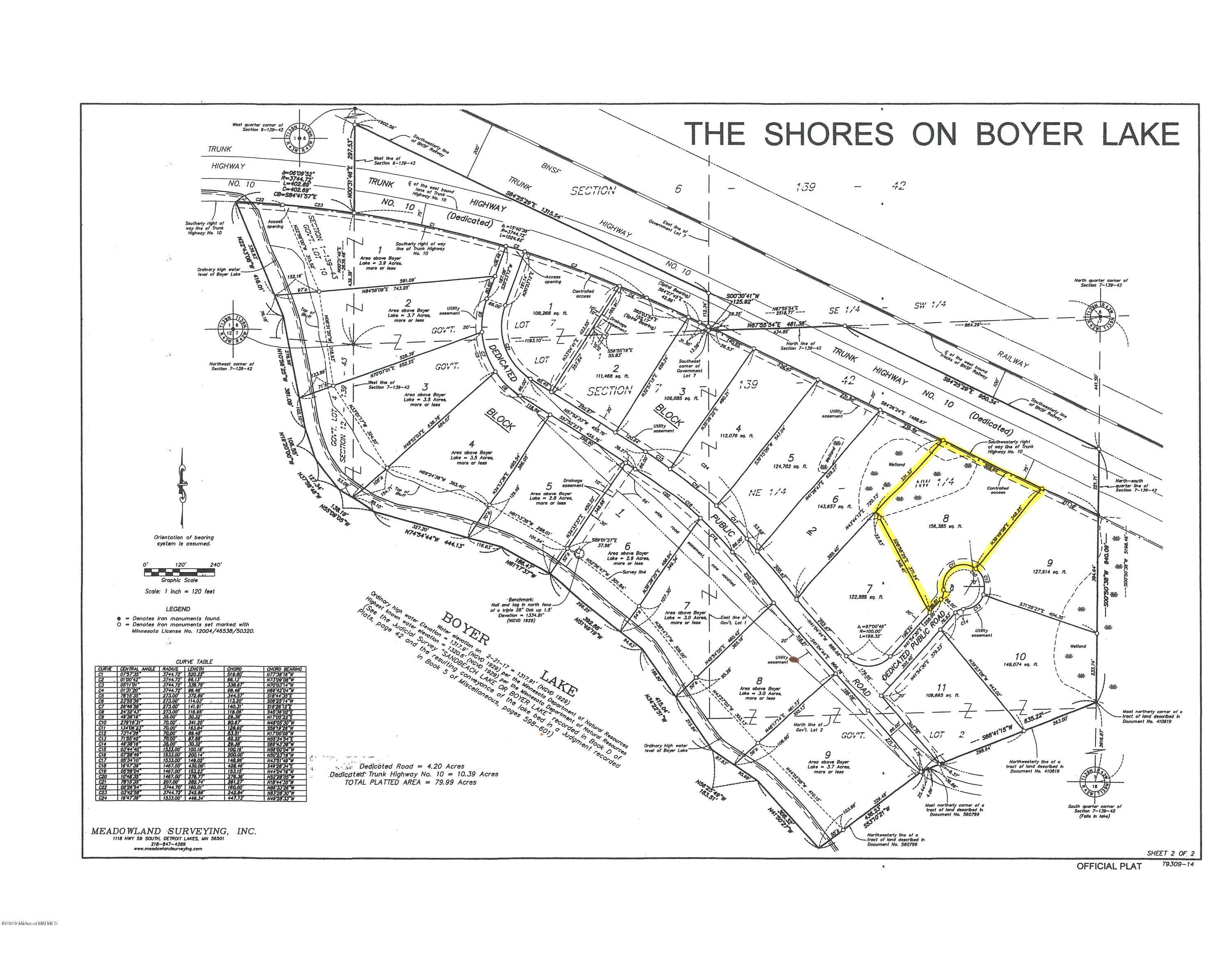 Lot 8 Blk2 S The Shores On Boyer Lake Lake Park MN 56554