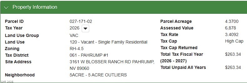 3161 West Blosser Ranch Road Pahrump NV 89060