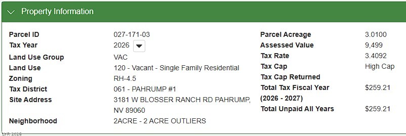 3181 West Blosser Ranch Road Pahrump NV 89060