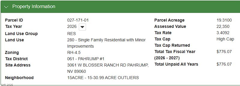 3061 West Blosser Ranch Road Pahrump NV 89060