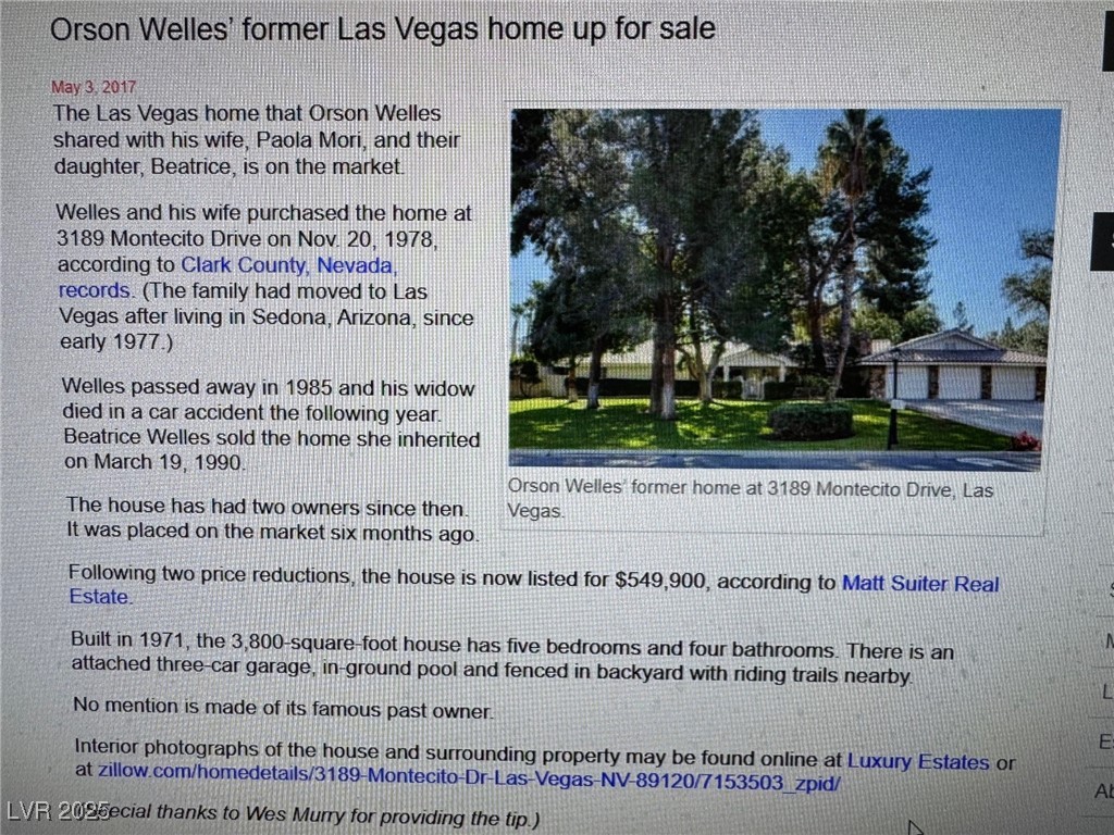 3189 Montecito Drive Las Vegas NV 89120