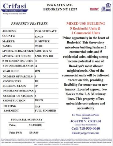 15-36 Gates Avenue New York City NY 11237