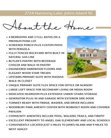 2724 Harmony Lake Drive Johns Island SC 29455