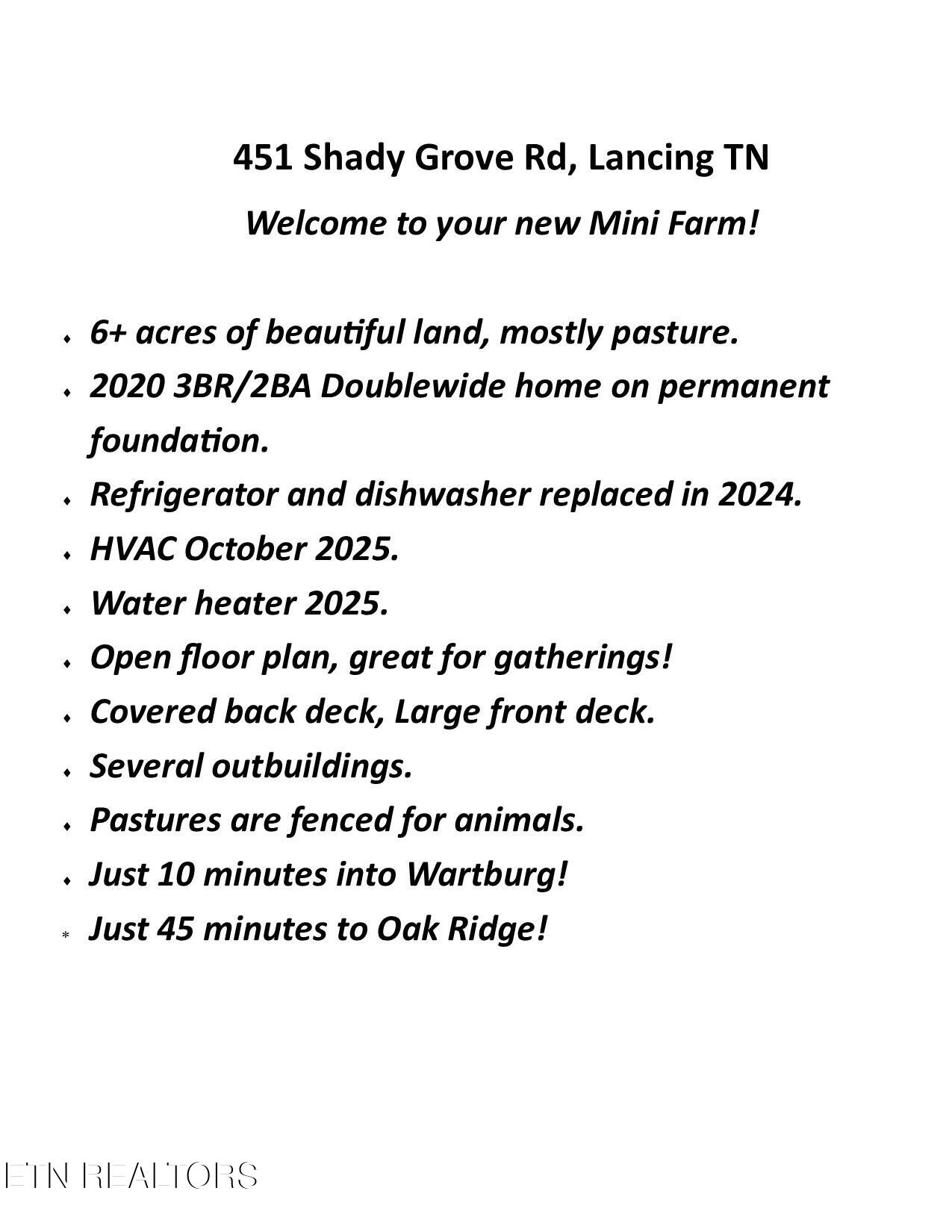 451 Shady Grove Road Lancing TN 37770