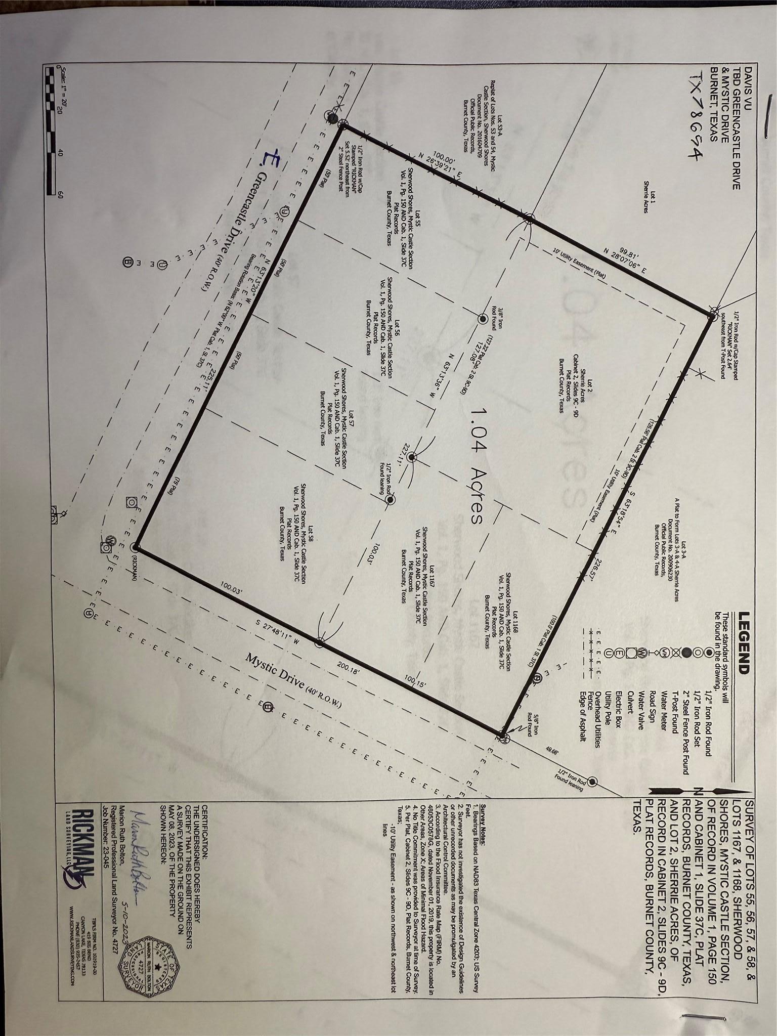 Lot 55, 56, 57, 58, 1167, 1168 Greencastle And Mystic Drive Granite Shoals TX 78654