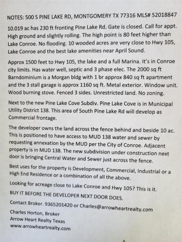 500 S Pine Lake Road Montgomery TX 77316