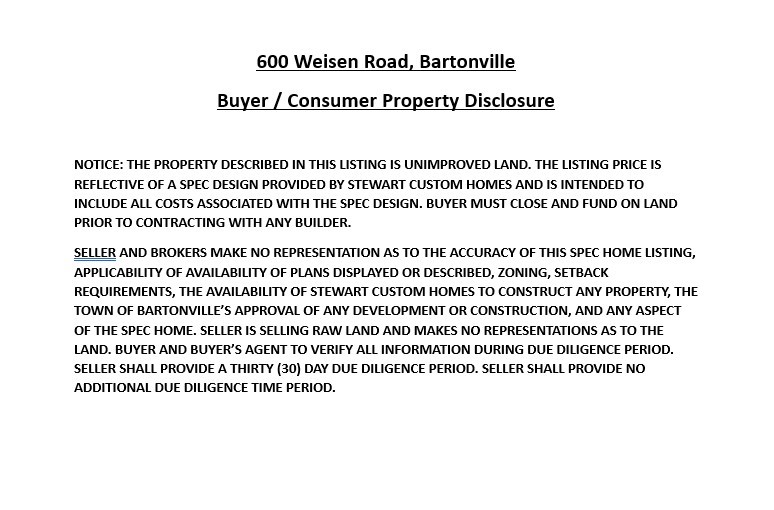 Tbd Lot 1 Wiesen Way Bartonville TX 76226
