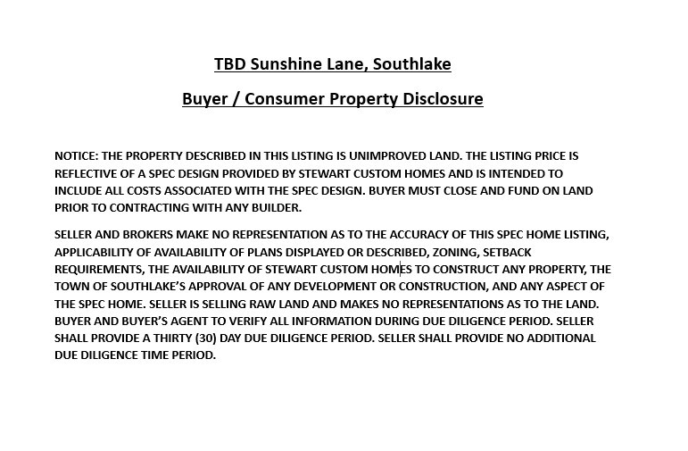 Tbd Sunshine Lane Southlake TX 76092
