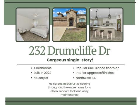 232 Drumcliffe Drive Fort Worth TX 76052