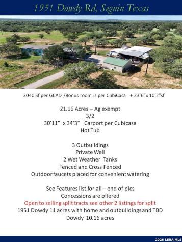 21.16 1951 Dowdy Road Seguin TX 78155