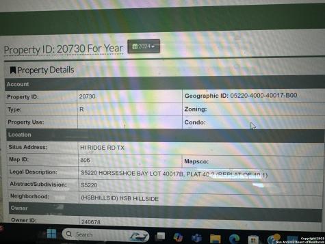 Lot 40017 Hi Ridge Road Horseshoe Bay TX 87657