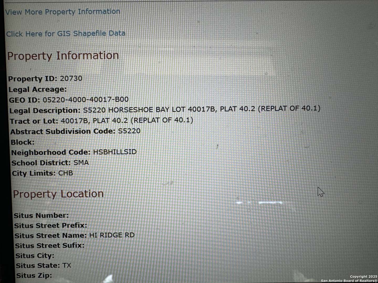 Lot 40017 Hi Ridge Road Horseshoe Bay TX 87657