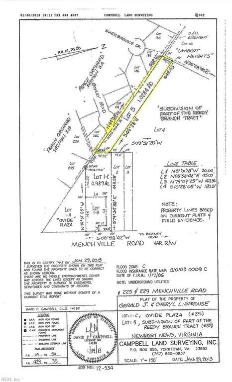 Lot 5 Boxley (Legal Address 229 Menchville) Boulevard Newport News VA 23602